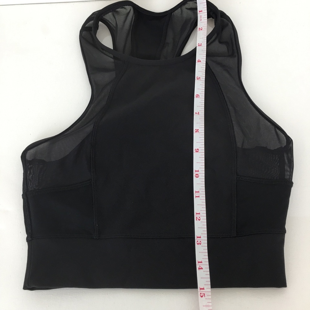 Lululemon Cropped Workout Tank Top Black Sheer Mesh Panels Athletic Racerback - Picture 13 of 13